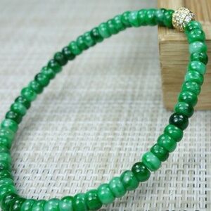 Certified Green 100% Natural A Jadeite jade Beads Bracelet 算盘珠 手链